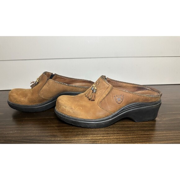 Ariat Mendocino Brown Leather Tassel Mule Slip On Shoes Clogs Women's 7B - Picture 2 of 12